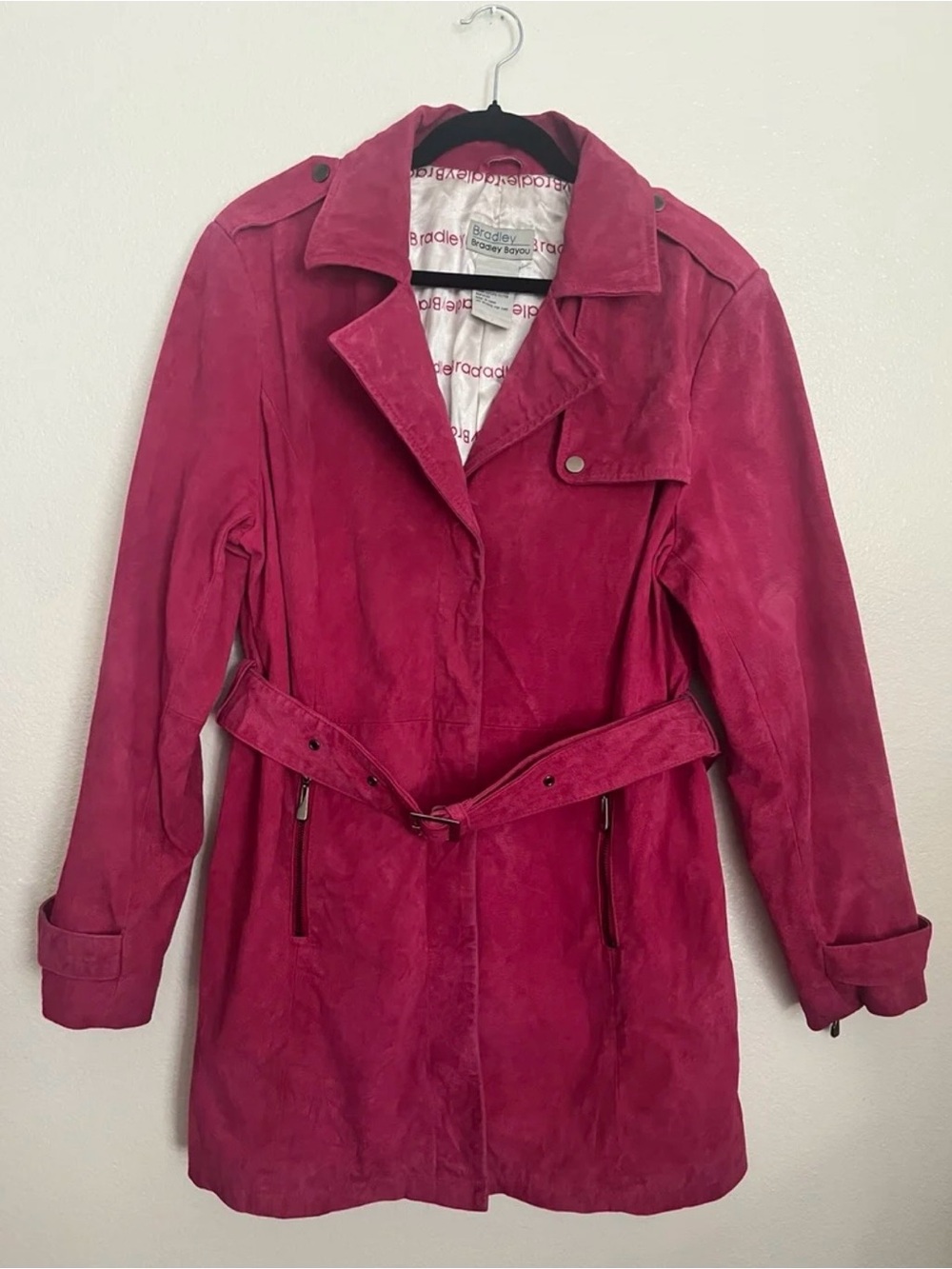 Bradley Bayou Fuchsia Suede Belted Jacket M
